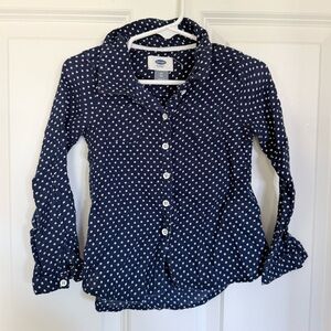 Old Navy Super Soft Dark Blue w/ White Polka Dot Blouse - Size 3t
